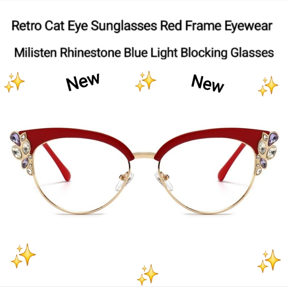 Red Cat Eye Rhinestone Glasses